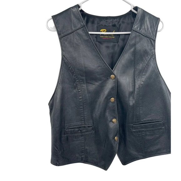 Reed Vintage Leather Vest Button Down with Pockets Adjustable Back Strap Black - Picture 2 of 12
